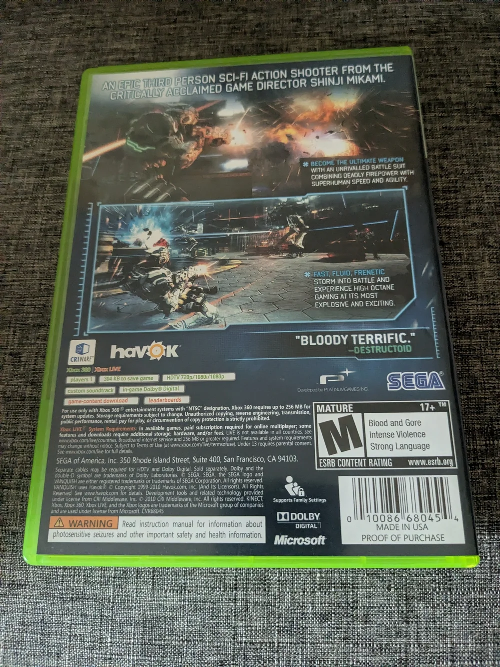 Xbox 360 Vanquish (Green) - Action Shooter Game